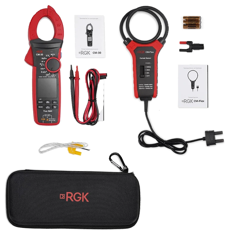 Картинки и фото RGK CM-30 токоизмерительные клещи + RGK CM-Flex токовый датчик