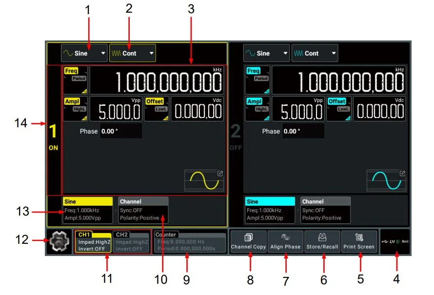 Интерфейс RIGOL DG900 Pro