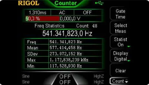 Встроенный 7-разрядный частотомер (DG1000Z)
