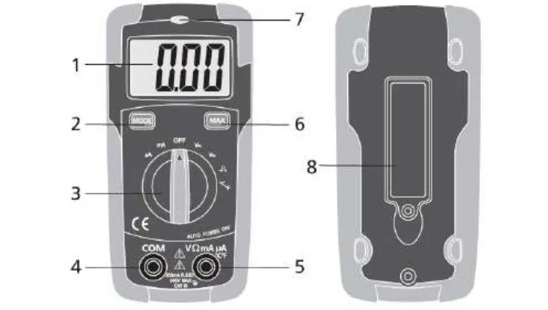 Внешний вид и элементы управления мультиметра DT-107