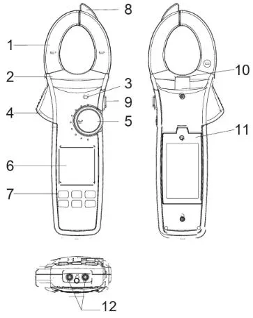 Внешний вид и элементы управления токовых клещей RGK CM-30