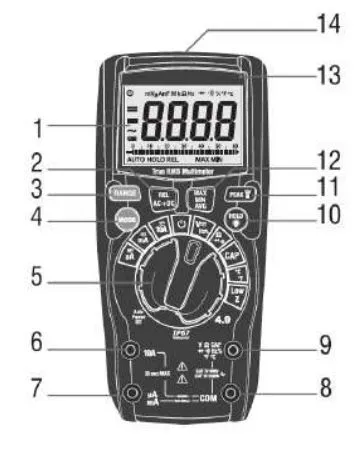 Внешний вид и элементы управления мультиметра DT-965BT